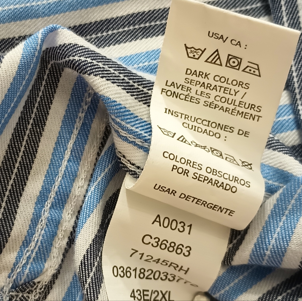 Men's Chaps Shirt with Blue and‎ White Stripes XXL - Picture 8 of 8